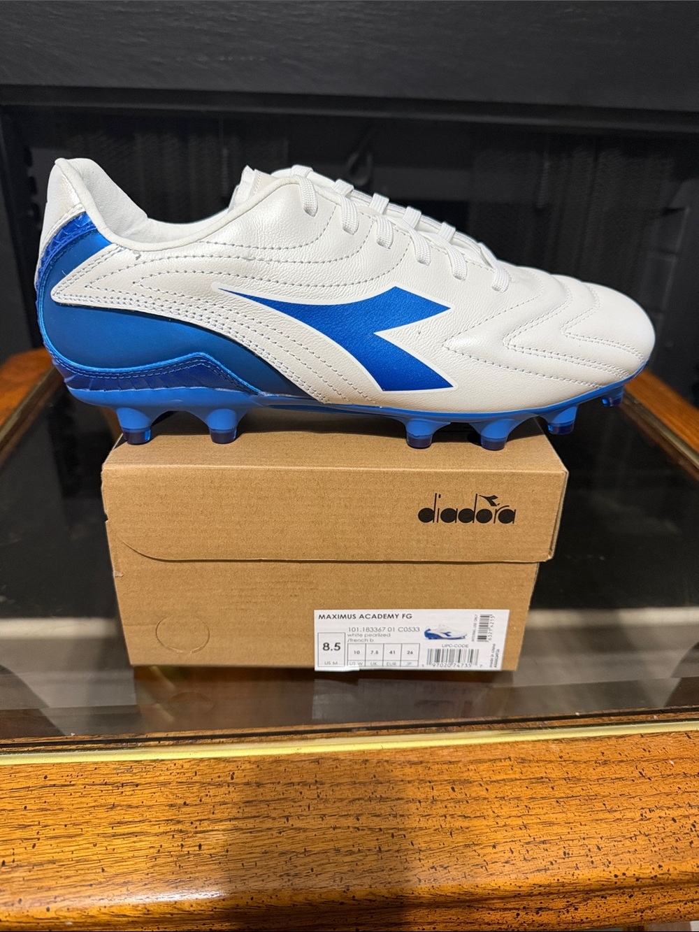 Diadora Maximus academy FG White and Blue Men's Soccer Cleats
